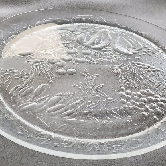 Vtg France Vertongen Duralex Pressed Glass Platter/Plate/Tray Embossed Fruit - Picture 2 of 3